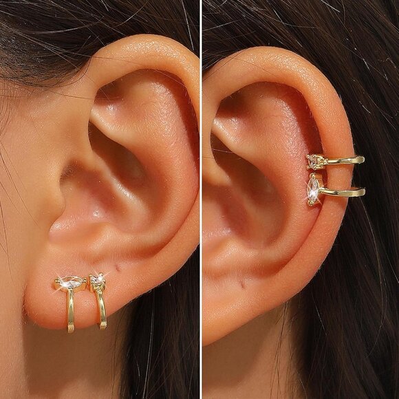 1Pcs Gold Non Piercing Rhinestone Star Clip on Earring Cartilage Jewelryt Gift - Picture 4 of 6